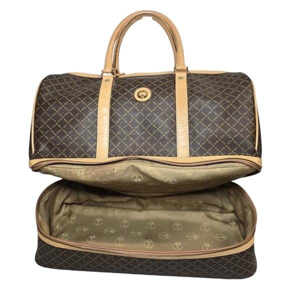 LA TOUR  EIFFEL Signature Brown Carry On Duffel Dome Traveler Canvas Leather - Picture 8 of 16